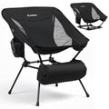 Anbte Extra Height & Width Portable Camping Chair, 400LBS Capacity Compact Folding Chair with Square Frame Quick Setup Storage Bags on Both Sides, Ideal for Camping Hiking Beach Picnic Outdoor, Black