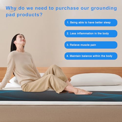 Grounding Mat for Queen Bed, Tear-Resistant PU Leather Grounding Blanket Anti-Slip Grounding Sheets with Cord, Balance Improve Sleep, Relieve Stress & Muscle Pain, Grounded Therapy (27"x60")
