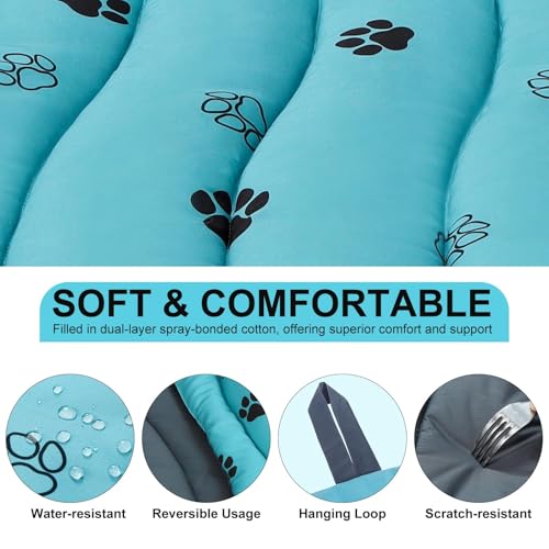BINGPET Outdoor Travel Dog Bed for Large/Medium Dogs,Portable Waterproof Camping Mat with Carry Bag,Foldable Outside Bed,Machine Washable Indoor Pet Mat for Small,Medium and Large Dogs 35"x51" - color: Blue, size: XL: 35*51in