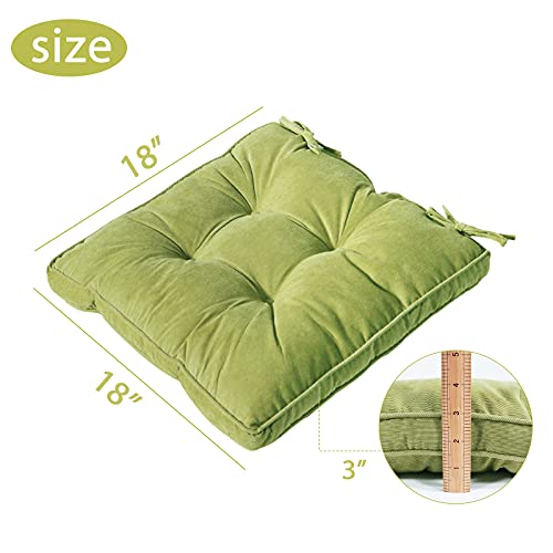 Furlide Patio Chair Cushion 18 x 18 Inch Cushions Pad with Ties Indoor Outdoor Cushions for Dining Chairs Set of 2, Square Green - color: Green