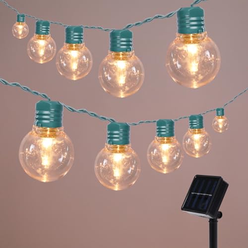 Afirst Solar Outdoor String Lights 15FT with 25 LED Bulbs St. Patrick's Day Patio Lights for Garden Backyard Porch Balcony (Green) - color: Green