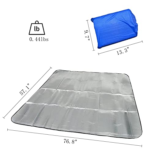 Wind Tour Outdoor Double-Sided Moisture-Proof Aluminum Foil Foam Pad Waterproof and Insulating Foil Mat Picnic Mat Camping Mat for Beach Tent and Camping - size: 57" X 76.8"
