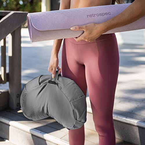 Retrospec Sedona Zafu Meditation Cushion with Buckwheat Hull Fill - Adjustable Yoga & Pilates Equipment Support - 17in Crescent Cotton Cover - color: Stone, size: 1 Count (Pack of 1)