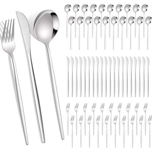 60 Pcs Stainless Steel Tableware Set Silverware Set Flatware Cutlery Utensils Spoon Fork Knives Service for 12 for Home Restaurant Apartment and Kitchens (Elegant Gold) - color: Elegant Gold