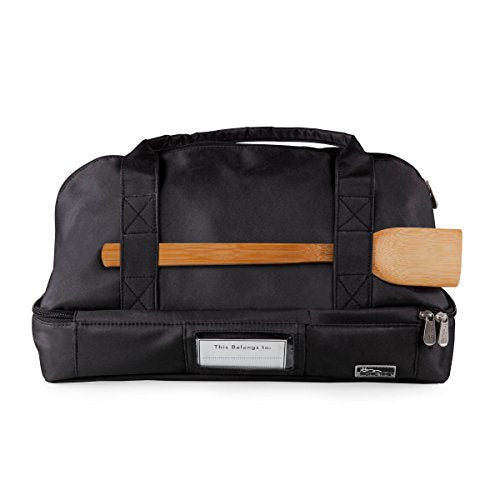PICNIC TIME Potluck Insulated Casserole Carrier, Thermal Food Carrier, Portable Food Warmer, Insulated Container for up to 300 Degrees with Framed Window and Comfort handles (Black) - color: Black