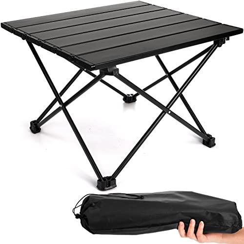 SOUJOY Camping Side Table, Portable Folding Beach Table, Small Aluminum Picnic Backpacking Table for Outdoor Cooking, BBQ, Hiking, Boat, Travel, 15.5''L x 13.8''W x 11.4''H - size: 15.5''l X 13.8''w X 11.4''h