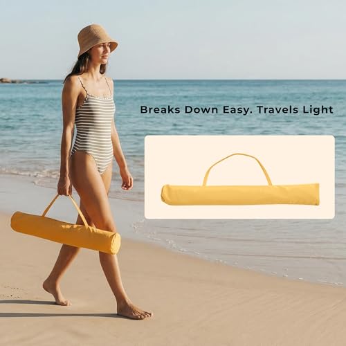 6FT Patio Beach Umbrella for Outdoor, UPF 50+ Sun Shade for Patio, Backyard, Garden, Pool and Beach, Tilt Adjustable, Portable, Harbour Mimosa - color: Harbour Mimosa