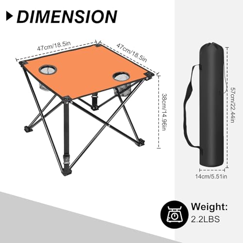 Moclever 2PCS Foldable Camping Table–Ultralight Portable Table with Cup Holders&Carry Bag, Perfect for Outdoor Adventures,Picnic,Beach, BBQ,Hiking & Home Use - style: 2Pcs Orange