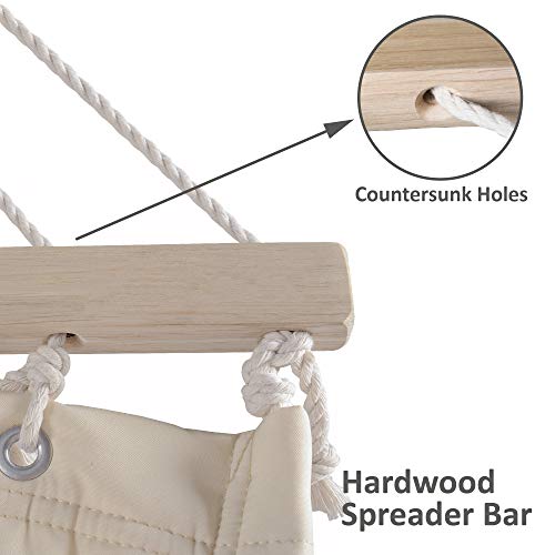 SUNCREAT Hammocks Double Hammock with 13.5 ft Wooden Stand, Hammock Cover, Outdoor Hammocks for Outside, 475 lbs Capacity, Beige - color: Beige
