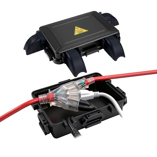 Small Outdoor Electrical Box,Waterproof Extension Cord Cover(Inner 7.3 * 5.1 * 1.6 inch) Weatherproof Connection Box w/4 Cable Entry Protect for Plug,Connector,Festive Light (1 PCS, Black) - color: 1PCS, size: Small