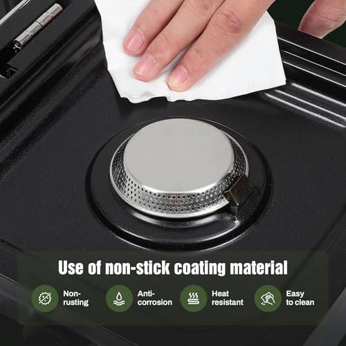 Adjustable 2-Burner Portable Stove with 16000 BTU, with Camping Grill and Carrying Bag, Portable Propane Camp Stove with 2 Burners & Piezo Ignition for Camping, Backyard BBQ,Tailgating (Green) - color: Green