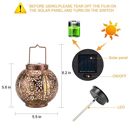 Solar Lanterns Outdoor Waterproof 2 Pack, Hanging Solar Lights for Outside Garden Decor, Decorative Moroccan Lanterns Garden Gifts for Women Mom, Yard, Patio, Porch Decorations - color: 2 Pack Flower Lights