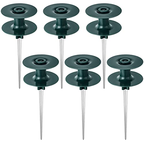 Chumia 10 Inch Garden Hose Guide Spike, Zinc Coated Rustproof Heavy Duty Metal Stake, Sturdy Top, Keeps Garden Hose Out of Flower Beds, Hose Guard for Yard Plant Protection(6 Pieces,Dark Green) - color: Dark Green
