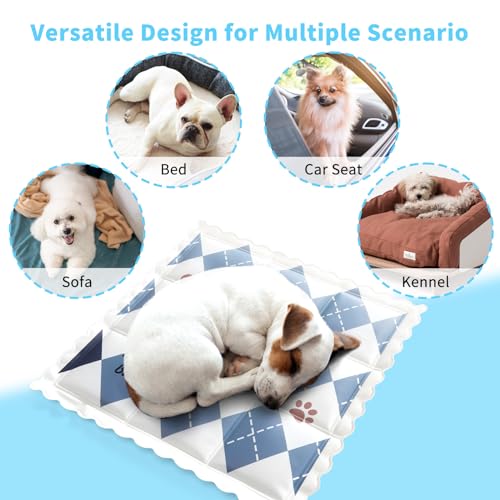 Dog Cooling Mat 13.7” x 13.7” Pet Summer Self-Cooling Pad for Dogs and Cats Non-Toxic Gel No Water or Electricity Needed Easy Washable