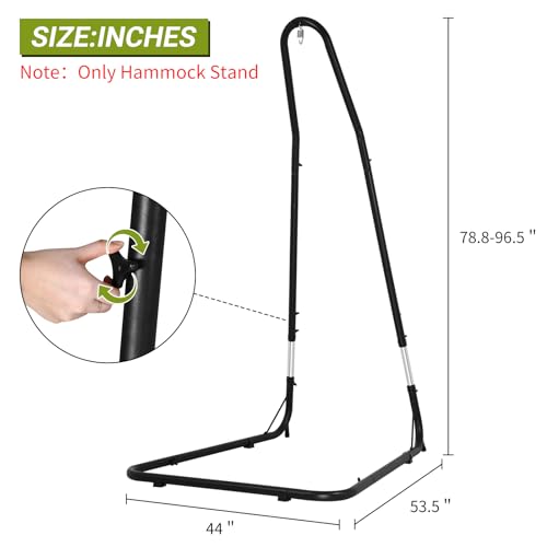 Hammock Stand Only- Heavy Duty, Black, 330 lbs Max Weight, Indoor/Outdoor, Easy Assembly, 1 Person, Metal