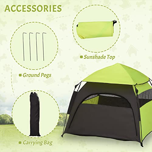 PawHut Pop Up Dog Tent for Extra Large and Large Dogs, Portable Pet Camping Tent with Carrying Bag for Beach, Backyard, Home - color: Green