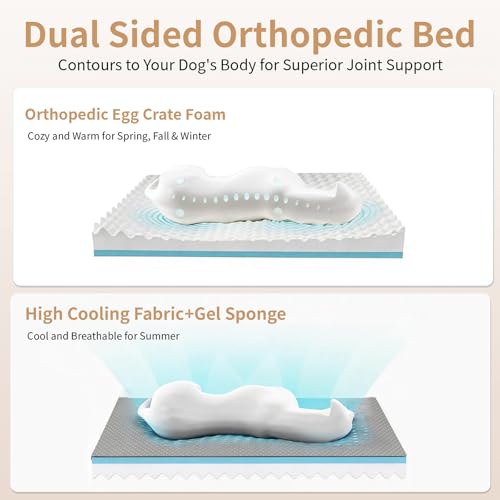 XL Dog Bed with Cooling Gel Memory Foam, Orthopedic Waterproof Pet Bed with Washable Cover & Non-Slip Bottom, Cooling Dog Couch Bed, Size: 49.1"*38 * 8.1" - size: X-Large