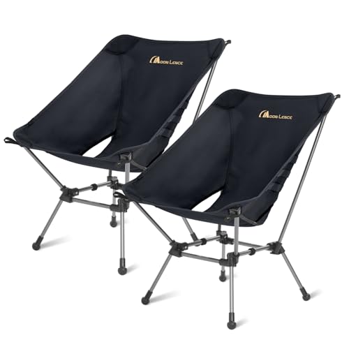 MOON LENCE Portable Camping Chair Plus, Larger & Roomier, Compact and Lightweight Still, Folding Chair for Backpacking & Hiking, 330Lbs Capacity (Black-2pack) - color: Black-2pack