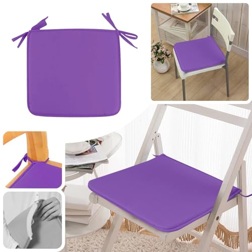 2-Pack Square Seat Cushions (15x15) - Soft Chair Pads with Ties for Indoor/Outdoor Use, Solid Color Comfort for Stools & Dining Chairs (Purple) - color: Purple