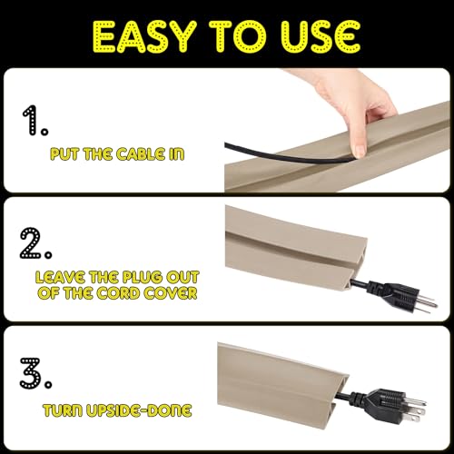 Pangda Floor Cable Cover Extension Cord Cover Protector Outdoor Heavy Duty Cord Protector Hider Soft Organize and Protect Wire on Floor for Home Office or Outdoor Settings(Beige,10 ft) - color: Beige, size: 10 ft
