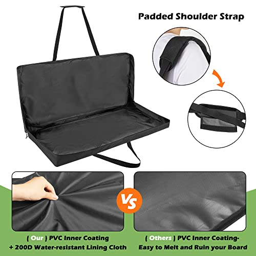 DSLEAF Cornhole Carrying Case for 4' x 2' Regulation Size, Heavy-Duty 600D Cornhole Boards Bag with Padded Shoulder Strap and Double Slide Zipper, Only Bag