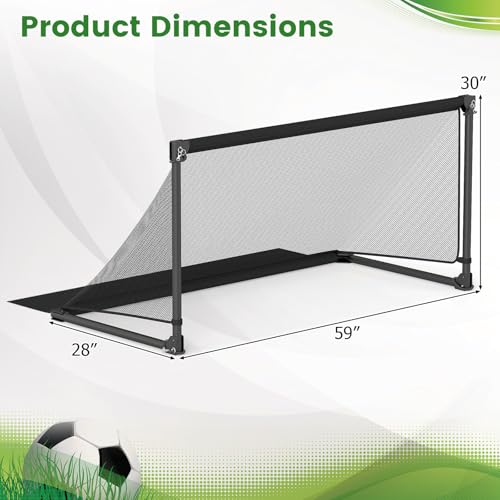 Goplus Soccer Goal, Portable Toddler Soccer Net with Metal Frame, Ground Stakes, Quick Setup, Foldable Soccer Training Equipment for Outdoor Practice Games - style: 59" x 28" x 30"