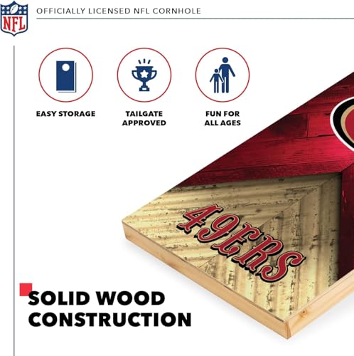 Wild Sports NFL San Francisco 49ers 2' x 4' Regulation Size Solid Wood Cornhole Set with Direct Print HD Team Graphics