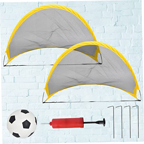 2Pcs Soccer Goal Net Set with Inflator Football and Iron Nails Portable Outdoor Training for Boys and Backyard Game