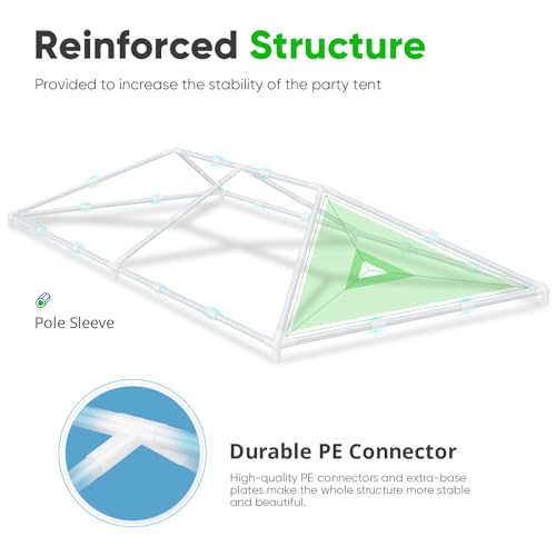 Quictent 10x20 Party Tent Gazebo Wedding Canopy Tent for Parties BBQ Shelter Pavilion with Removable Mesh Sidewalls & Elegant Church - size: 10' x 20' w/ 4 Mesh Sides
