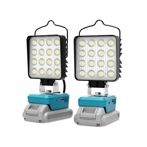 2 PCS LED Work Light for Makita 18V Battery,Battery Light for Makita 18v Tools Portable Outdoors Flood Lighting - size: M light 10000LM - 2 Pack