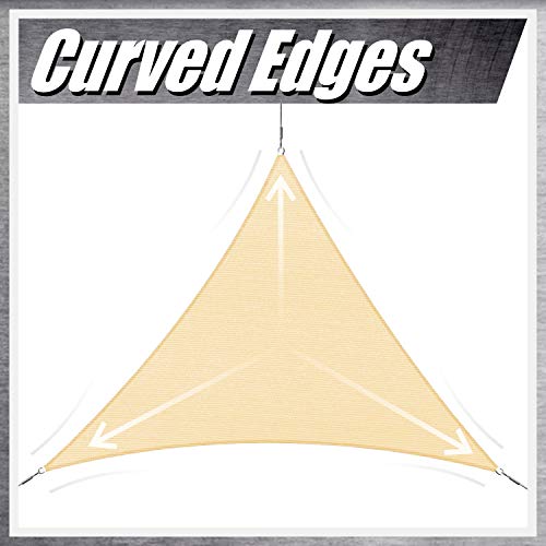 ColourTree 20' x 20' x 20' Beige Sun Shade Sail Triangle CTSLT20 - Canopy Mesh Fabric UV Block UPF50 - Commercial Heavy Duty - 190 GSM - 3 Years Warranty (We Make Custom Size)