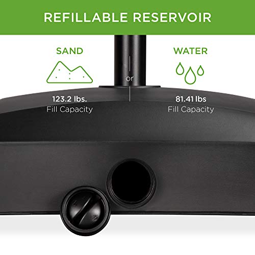 Best Choice Products 123lb Capacity Fillable Mobile Umbrella Base Heavy Duty Market Stand for Patio, Deck, Poolside w/ 4 Wheels, 2 Locks, 2 Knobs, Wind-Resistant Design - Black - color: Black
