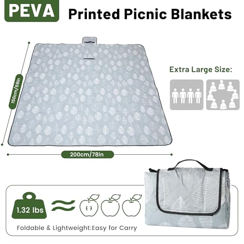 Dimatic Cute Picnic Blankets 78"x78" Extra Large Beach Blankets Waterproof Sand Proof Foldable Portable for Outdoor Family Camping - color: Grey
