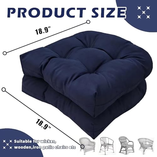 Outdoor Indoor Seat Cushion 18"x18" Waterproof Floral Patio Chair Pads Tatami Floor Pillow for Dining Garden Balcony Office Decor Navy Green, Set of 2 - color: Navy Green
