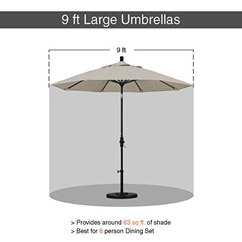 California Umbrella 9' Round Aluminum/Fiberglass Umbrella, Push Open, Silver Pole, Olefin Woven Granite - color: Woven Granite