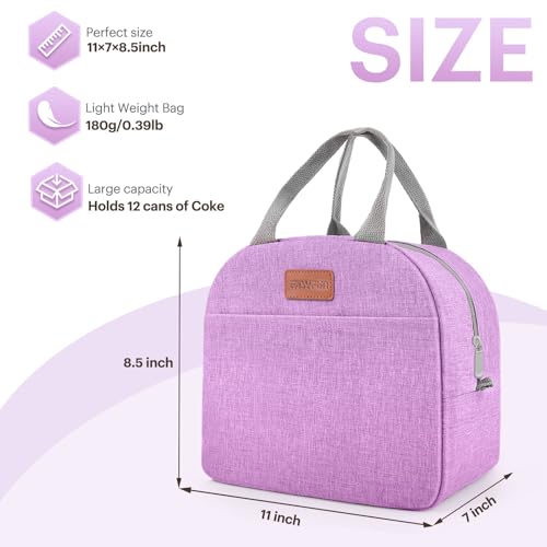Lunch Bag for Women & Men Adult Insulated Lunch Box, Small Leakproof Cooler Food Lunch Containers Reusable High Capacity Lunch Tote Bags for Work, Travel, Outdoor (Purple) - color: Purple