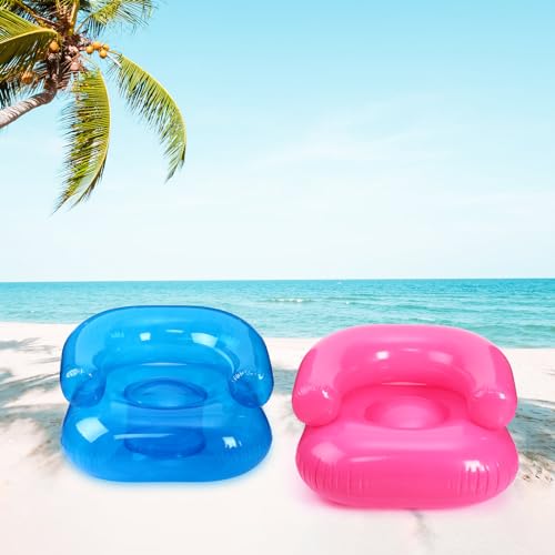 4 Pcs 28 Inch Kids Inflatable Chairs Blow up Chairs Inflatable Furniture Novelty Blow up Couch Seat Waterproof PVC Air Sofa Couch for Kids Beach 90s Party Camping, Picnics Party Supplies - color: Blue, Pink
