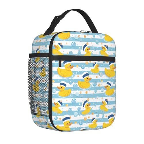 Cute Rubber Duck Insulated Lunch Box, Reusable Thermal Lunchbox with Funny Cartoon Yellow Farm Animal, Portable Handbags for Office, Beach, Camping, Road Trip, Hiking, Gifts for Girls Women - color: Duck 04