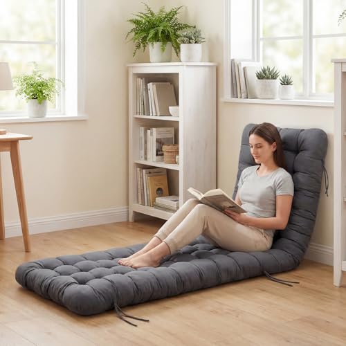 Wenqik Long Floor Cushion Large Floor Cushion with Brushed Cotton 74.8 x 27.5 x 3.15 in Jumbo Lounger Pillow for Outdoor Indoor Bay Window Meditation Yoga Reading Sleeping(Dark Gray) - color: Dark Gray