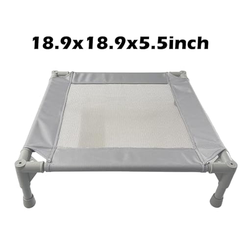 Pozico Elevated Pet Bed with Breathable Mesh for Small Cat and Dog, Raised Cooling Pet Cot for Puppy and Kitty, 18.9x18.9 inch (Gray Bed) - color: Gray Bed