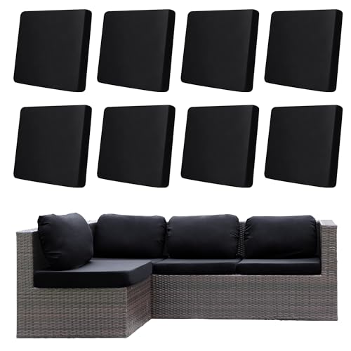 8Pcs Outdoor Cushion Covers, Patio Cushion Covers,Stretch Elastic Slipcovers, Replacement Washable & Reusable Furniture Protector for Patio Couch (Black,Cover Only) - color: Black, size: 8Pcs-Solid color