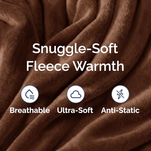 Ultra Soft Fleece Blanket Throw Size - Flannel Fleece Luxury Throw Blanket - Lightweight for Couch Bed Chair - Thick, Warm and Breathable - All Season Cozy Fuzzy, Anti-Static Microplush Bedding, Brown - color: 10 - Brown, size: Throw (50" x 60")