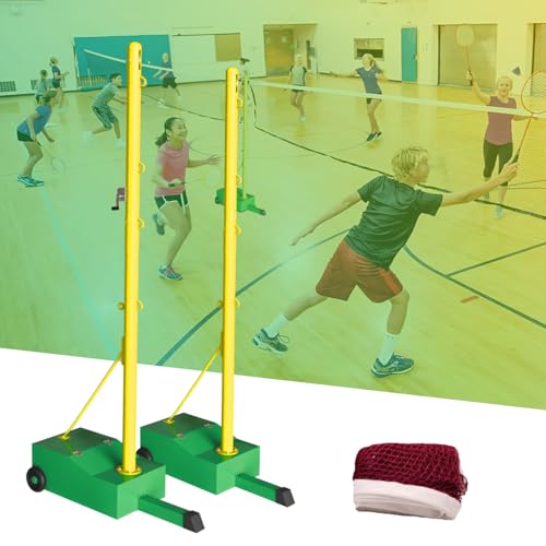 Badminton Net Pole - 5.1FT Portable Badminton Net Frame Poles with Smooth - Rolling Wheels,Heavy Duty Badminton Nets Stand Base for Badminton Net in Backyard, School, Park - Indoor & Outdoor