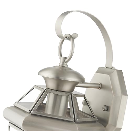 Livex Lighting 2051-91 Monterey 1 Light Outdoor Brushed Nickel Finish Solid Brass Wall Lantern with Clear Beveled Glass - color: Brushed Nickel