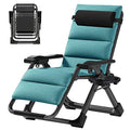 DoCred Zero Gravity Chair, Lawn Recliner, Reclining Patio Lounger Chair, Folding Portable Chaise with Detachable Headrest and Cup Holder - color: Chair With Green Pad, style: Zero Gravity Chair