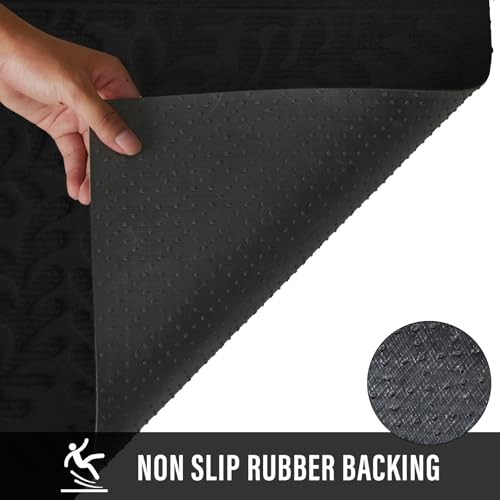 HIYARD Front Door Mat, Absorbent Dirt Trapping Welcome Door Mat Indoor Outdoor, Non Slip Entry Mat, Indoor Outdoor Door Mats, Fade Resistant, Low Profile Doormat for Entrywayy, 36×24, Black - color: Black, size: 2' x 3' (Rectangular)