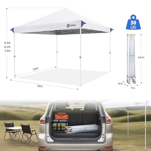 Sekey 10x10 Pop Up Canopy with One Push Setup-Easy Up Canopy with 99% UV Blocking - Instant Outdoor Sun Shade for Events, Parties, Camping- Commercial Gazebo with Weight Bags,Wind Proof&Waterproof