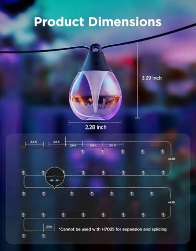 Govee Clear Bulb Outdoor String Lights, 96ft RGBWIC Dimmable Patio & Backyard Lights with 30 LED Bulbs, 111 Modes, IP67 Waterproof & Shatterproof, Works with Alexa, Google & Matter - size: 96ft