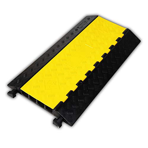 1 Pack Rubber Cable Ramp Hose Cable Protector Ramp 4 Channel 22000Lbs Load Capacity Traffic Speed Bump Wires Power Lines Extension Cord Cover for Indoor Outdoor - color: 22000lbs-4channel-1pack