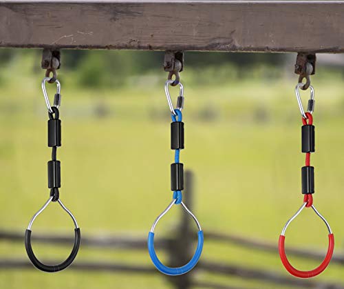 PELLOR 4-Pack Colorful Ninja Rings -Gymnastic Rings, Ninja Slackline Obstacle Course Accessories, Backyard Playground Training Equipment Play Set for Kids Adult - color: 4 Color
